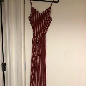 Striped red jumpsuit
